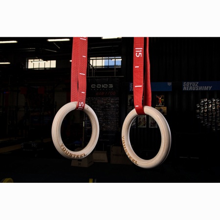 Купить Кольца гимнастические 32 мм красные стропы в Углегорске 